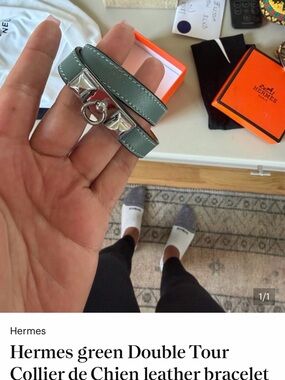 Hermes Blue Double Tour Collier de Chien Leather Bracelet